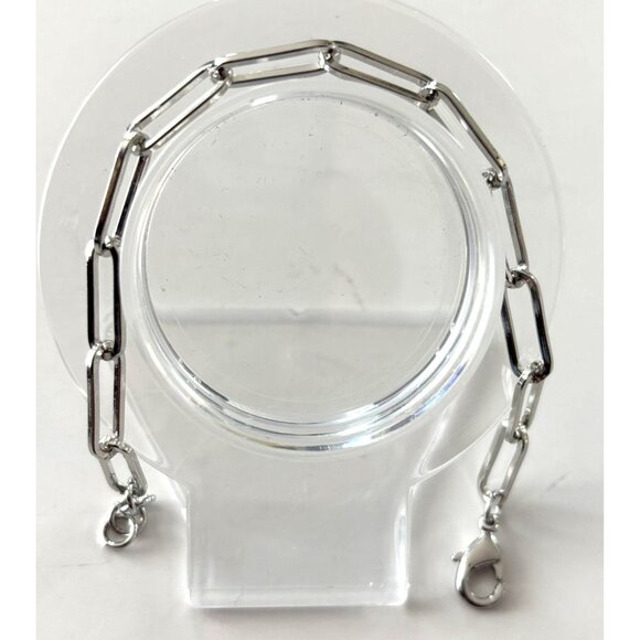 Silver Paperclip Chain Bracelet With Lobster Clasp - Picture 1 of 5